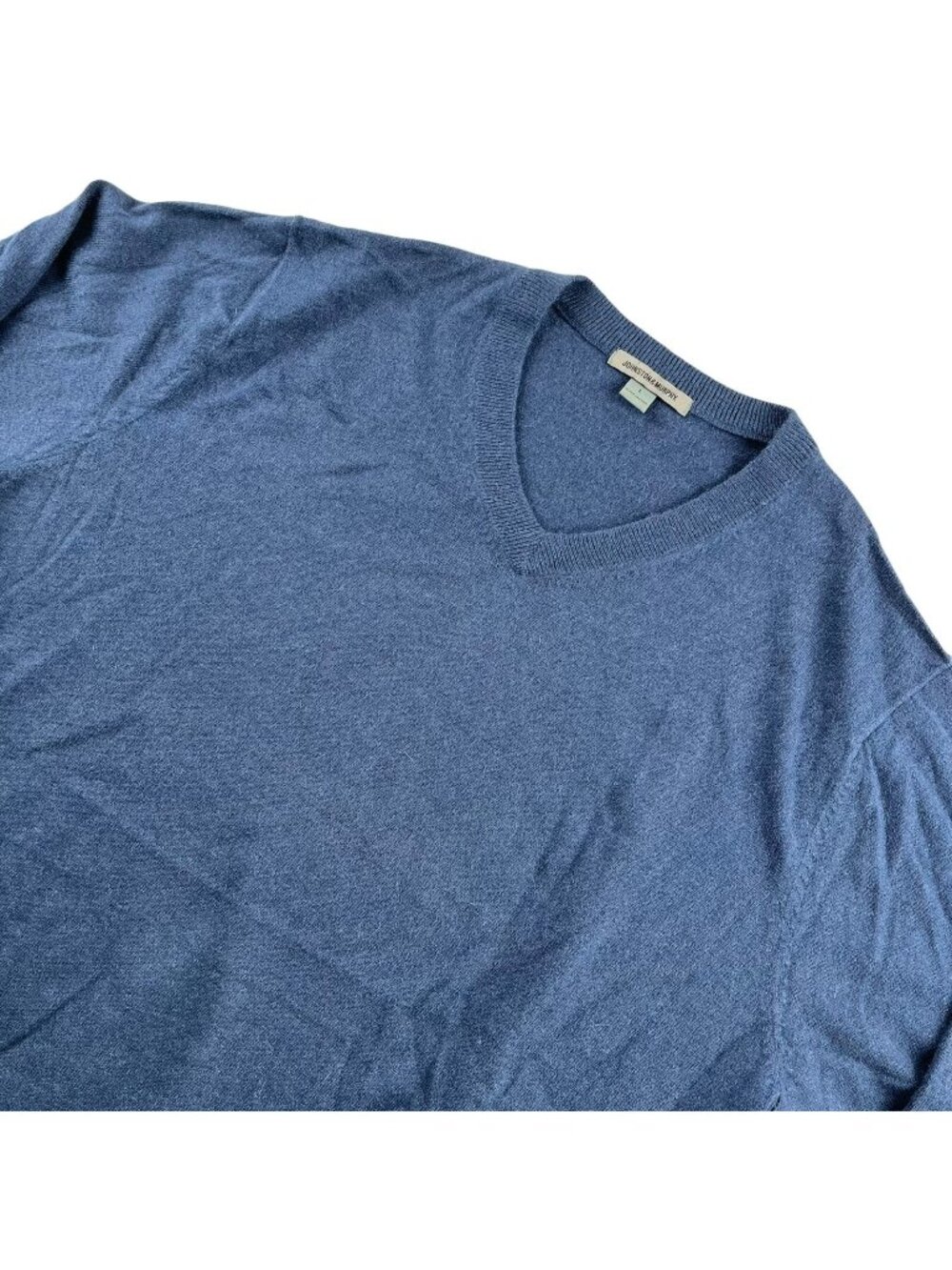 Johnston & Murphy Men's Silk Blend V-Neck Sweater Blue • Large